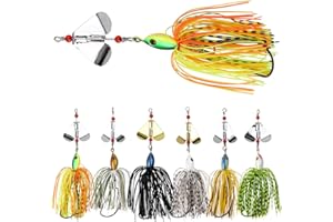 OROOTL Spinnerbait Fishing Lures Kit Set, 6pcs Bass Fishing Buzzbait Multicolor Bass Trout Salmon Metal Spinner Baits Swim Jigs Freshwater Saltwater Fishing
