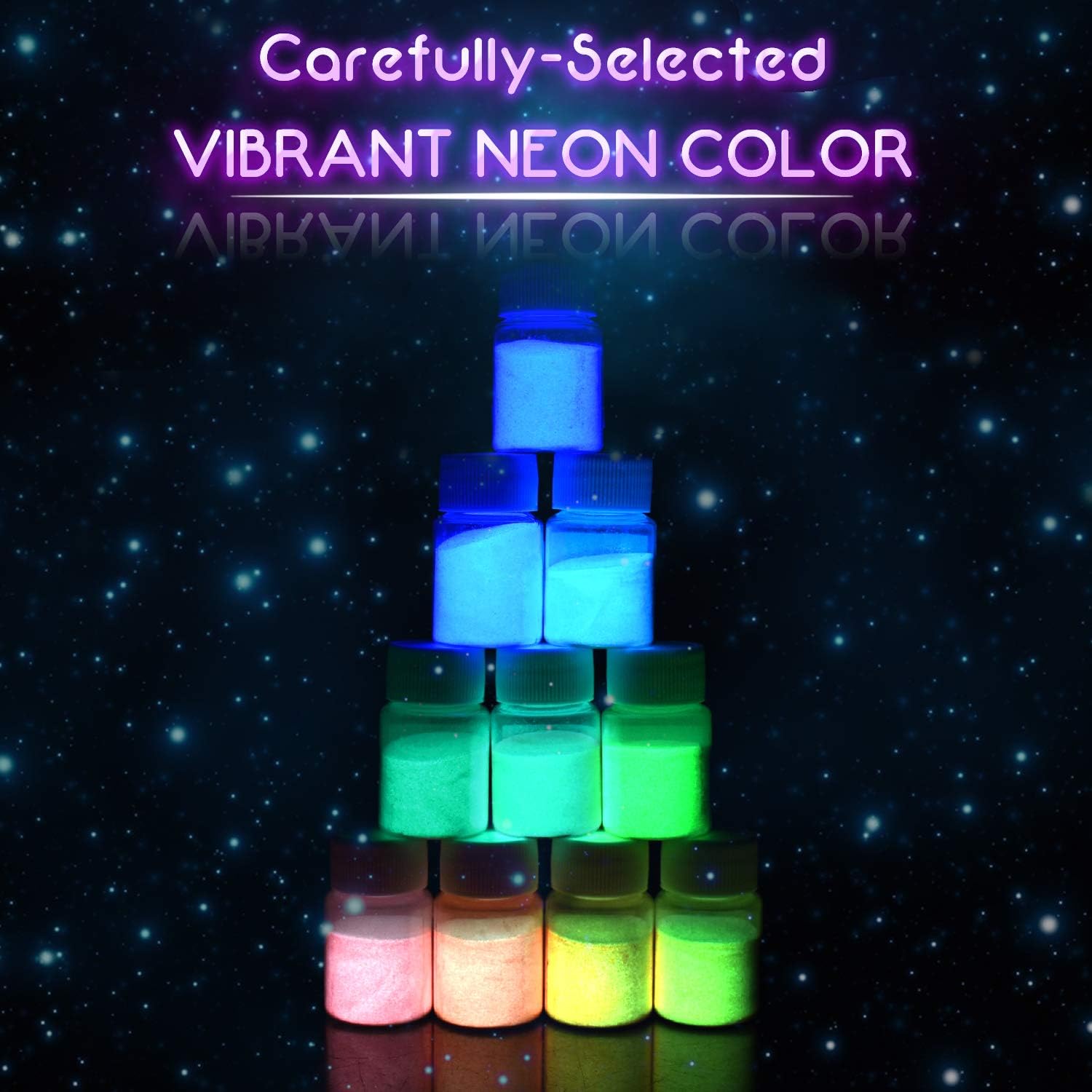 Glow in The Dark Pigment Powder, 10 Colour x 20g Epoxy Resin Colour Pigment Dyes for DIY Colouring Kit - Image 3