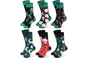 Moonlight Manor Christmas Socks For Men, 6 Pack Mens Christmas Socks, Xmas Crew Socks US Size 6-13