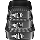 uxcell 7/8/9 Inch Springform Pan Nonstick Cake Pan with Removable Bottom Square Leakproof Cake Baking Pans Molds for Baking, Cheese Cakes, Pizza, Biscuits, Black