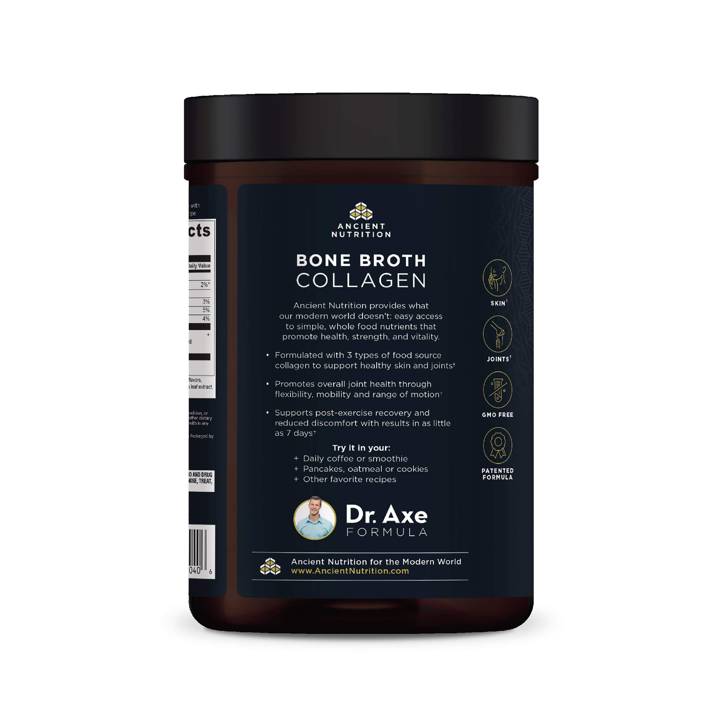 Bone Broth Collagen Powder Chocolate, Formulated by Dr. Josh Axe, Food