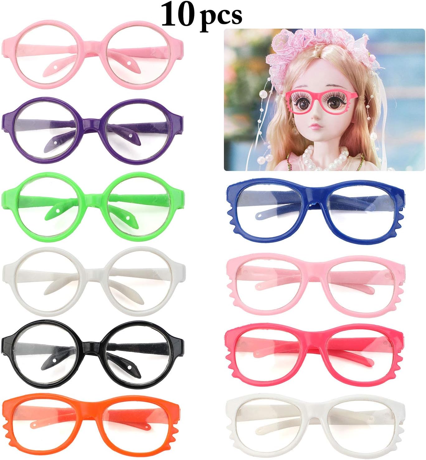 Joyibay 10 Pairs Doll Glasses Creative Doll Eyeglasses Doll Accessories