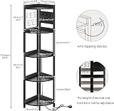 Dripex Corner Shelf with Power Outlets USB Lights 5 Tiers 67 Tall Black view 2