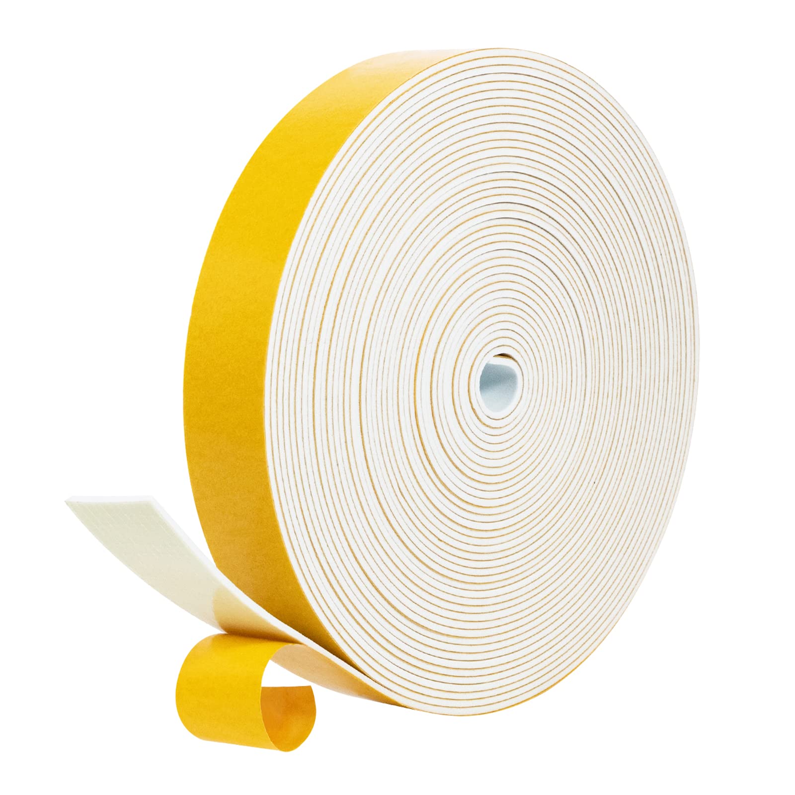 fowong Draft Excluder for Doors, 25mm(W) x 1.5mm(T) x 10M(L) Insulation Soundproofing Strips Tape, Weather Strip Tape Seals for Gap Seal, Foam Tape Weather Stripping, White — image 1