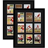 HEYTUYA Trading Card Display Frame For 9 Standard Cards, 2 Packs Trading Card Frame For Wall, Card Collector For Sports Baseball Basketball Football Trading Standard Cards, Black