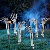 AISENO 6PC Realistic Skeleton Arm Stakes Halloween Decorations for Lawn Stakes Garden Groundbreaker Halloween Skeleton Decoration