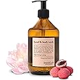 Jean & Len Hand & Body Wash Peony & Lychee, cares the skin while washing, delicate floral fragrance, shower gel & soap, without parabens, silicones & microplastics, vegan, glass bottle 16.91 Fl Oz.
