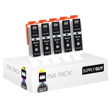 5 Druckerpatronen mit Chip und Füllstandsanzeige kompatibel zu Canon PGI-570 PGBK Schwarz für Pixma MG-5750 MG-5751 MG-6850 M