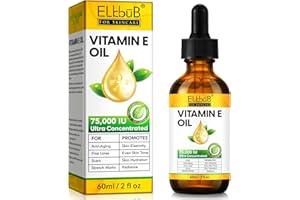 ELBBUB Vitamin E Oil - 75,000 IU Ultra Concentrated - Moisturizes, Fades Scars & Stretch Marks, Anti-Aging & Skin Hydration - for Face, Body, Hair, and Nails