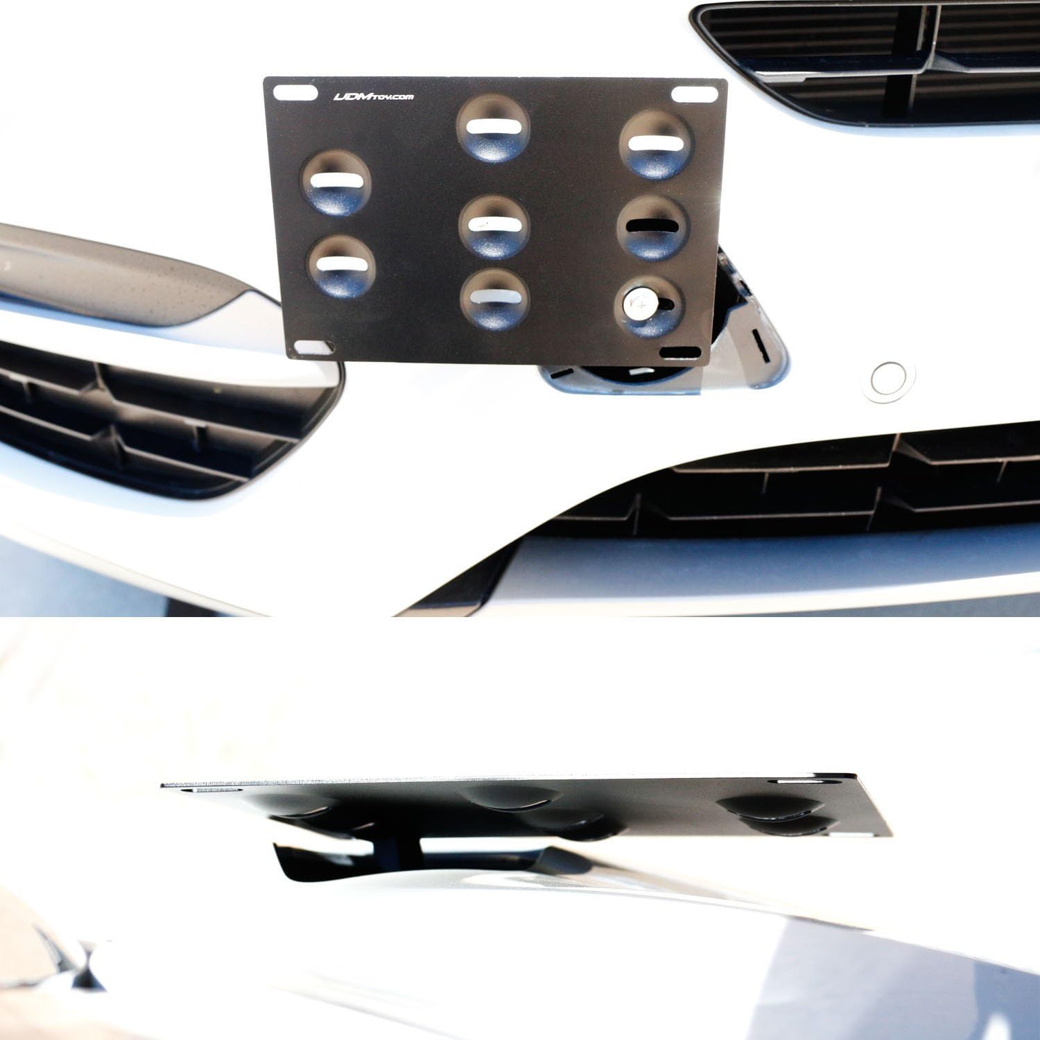 iJDMTOY No Drill Front Bumper Tow Hook License Plate Mounting Bracket