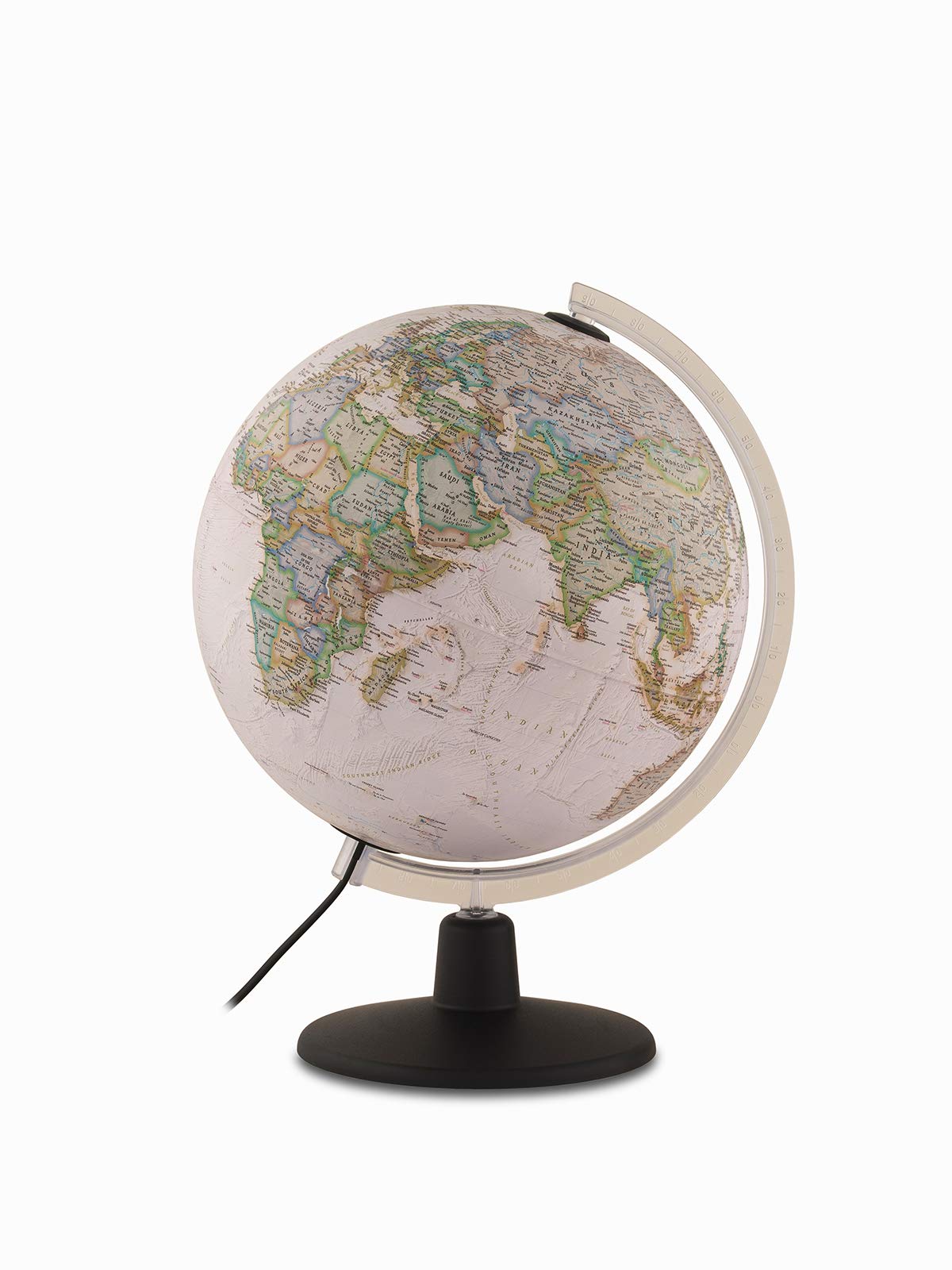 Tecnodidattica – NATGEO Executive Globe | Illuminated and revolving |Political and physical cartography in vintage National Geographic style | Text in English | 12"/30cm Diameter