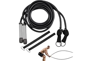 COVVY Battle Ropes with Anchor Strap Kit and Exercise Manual ，100% Made of Latex,Single-Person HIIT Training Device for Stren