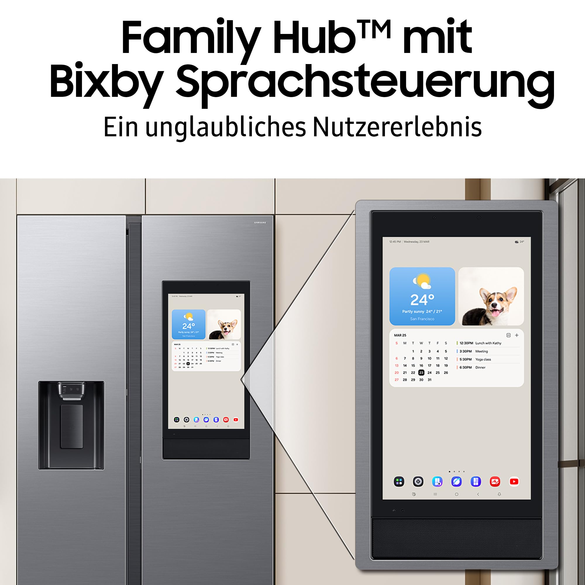 Samsung RS90F66BEFEF Side-by-Side Kühl-Gefrierkombination, AI Kühlschrank mit Gefrierfach, 178 cm, 614 l, Eis-/Wasserspender mit Wasseranschluss, Family Hub, AI Energy & Voice Control, Black Steel 4