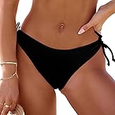 Bavace Women Bikini Bottoms String Tie Side Swimsuit Low Rise Bottom Ribbed Bathing Suit Bottom