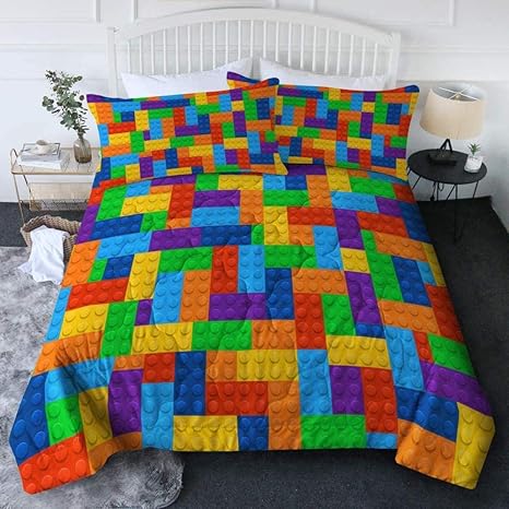 Edredón infantil Imagen creativa 3D Patrón de bloques de construcción