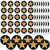 Leinuosen Helmet Stickers Football Baseball Helmet Decals 1-1/8 Inch Vinyl Sports Football Decals Self Adhesive Hockey Stickers for Hockey, Lacrosse, Batting(Black Print Gold,Star)