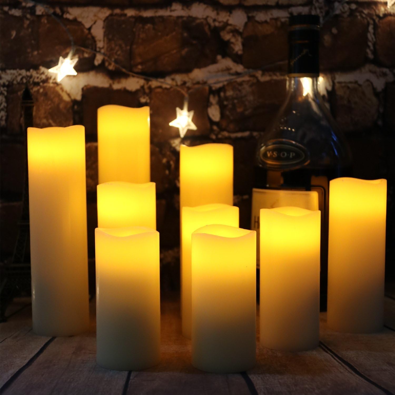 Antizer Flameless Candles Led Candles Pack of 9 (H 4" 5" 6" 7" 8" 9" x D 2.2") Ivory Real Wax Battery Candles with Remote Timer: Home Improvement