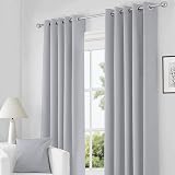 Rayyan Linen Ready Made Blackout Eyelet Curtains Pair 46x72 Grey Silver