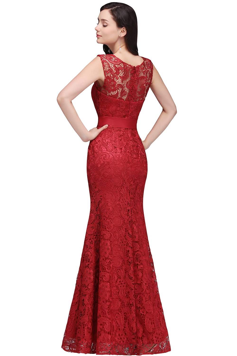 MisShow Womens Evening Dress Lace Sleeveless Formal Party Mermaid Prom