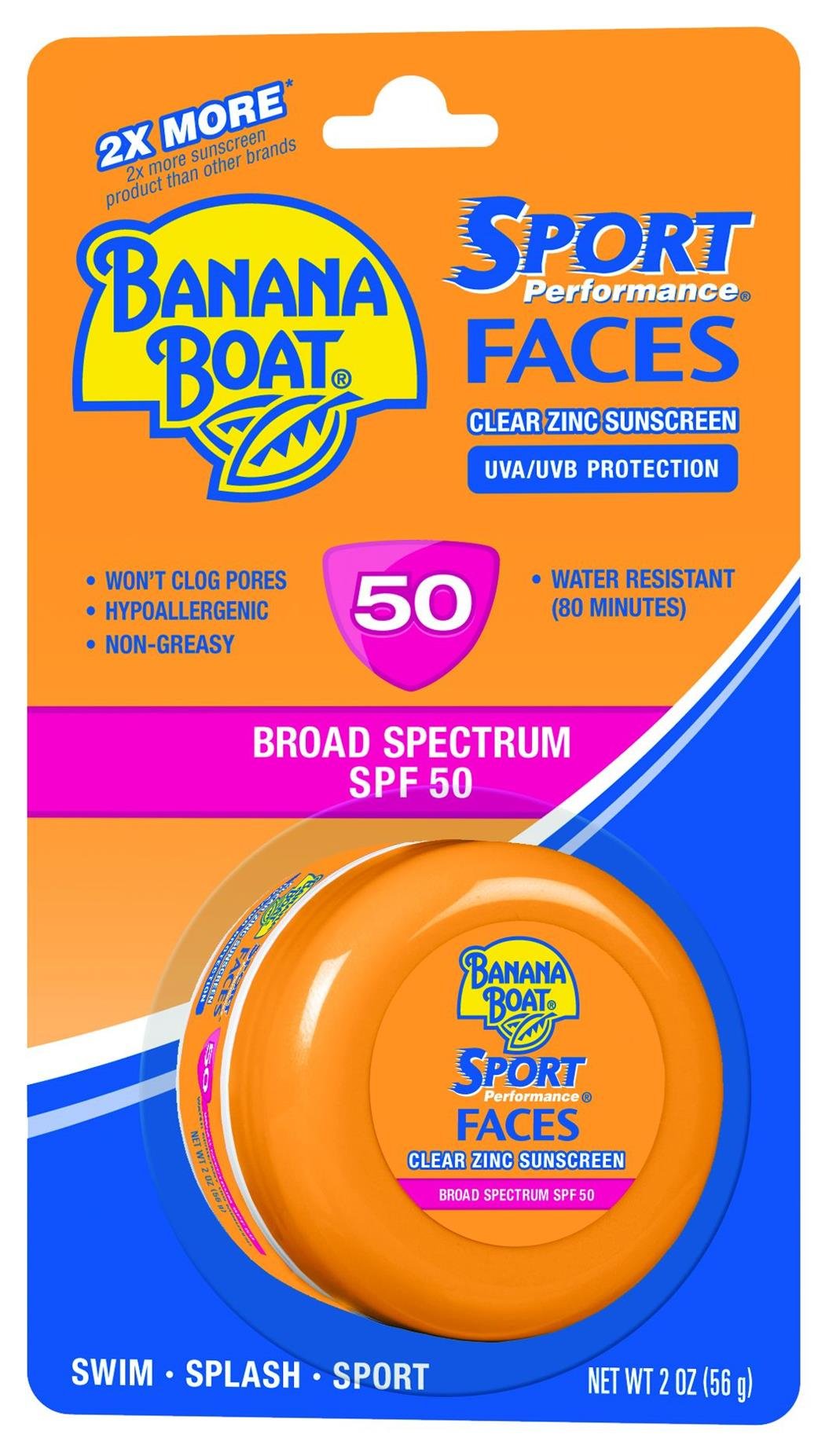 Banana Boat Sunscreen Sport Performance Faces Broad Spectrum Zinc Sun Care Sunscreen - SPF 50, 2 Ounce by Banana Boat