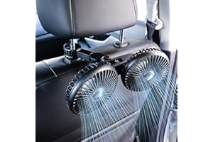 ELOHEI Backseat Car Fan,12V Quiet 3 Speed 360° Rotate Dual Head Usb Car Fans Strong Wind Power for Universal Cars SUV Sedan Trucks(Black)