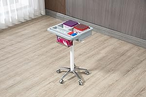 Carenovo Phlebotomy cart Tray Two Bins with Gloves Case for Blood Chair Drawing (White)