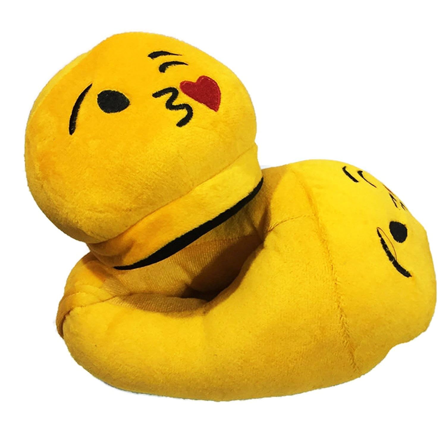 qualtos unisex plush emoji smiley moody slippers (free size, yellow)