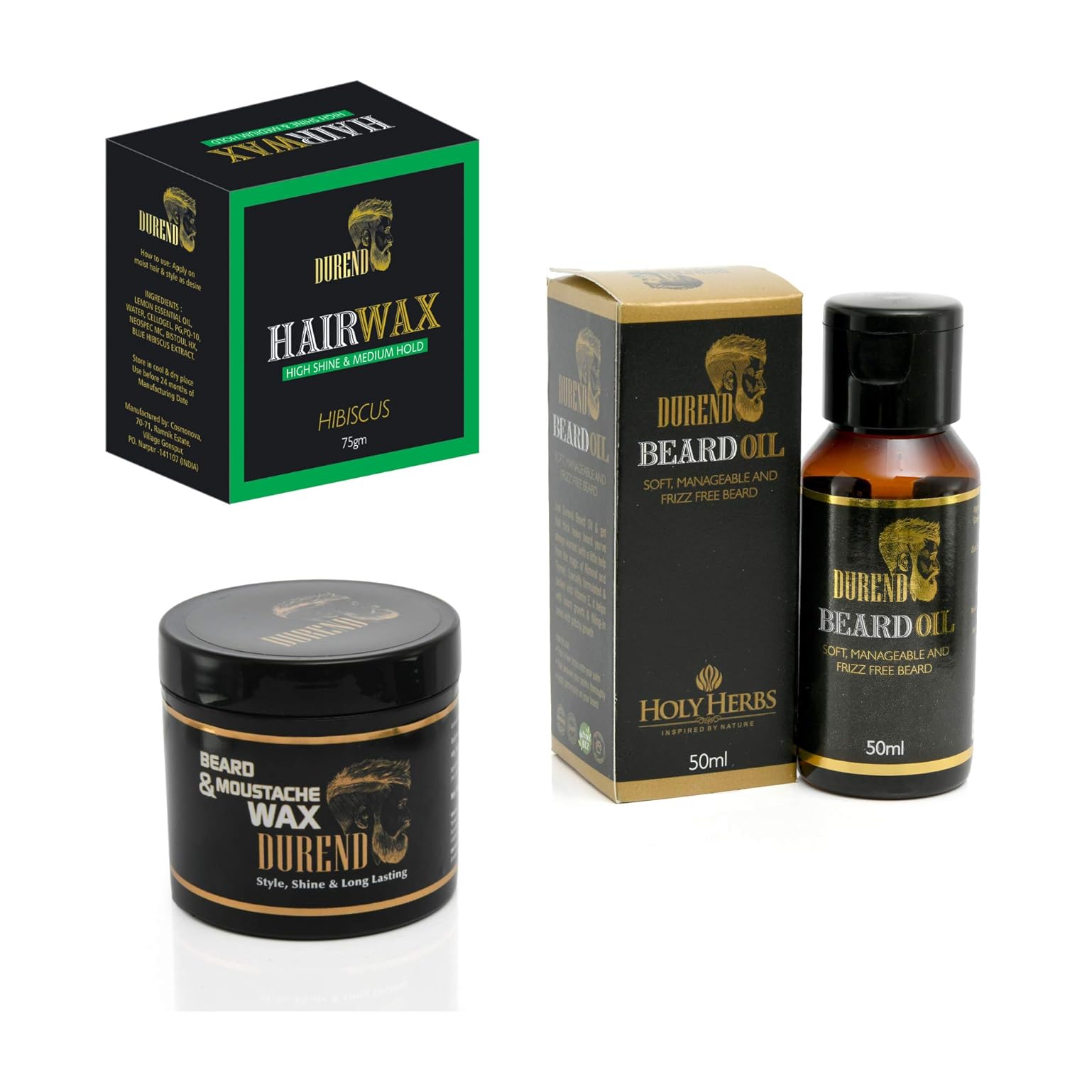 Durend Hair Wax Hibiscus 75gm Durend Moustache Beard Wax 100g