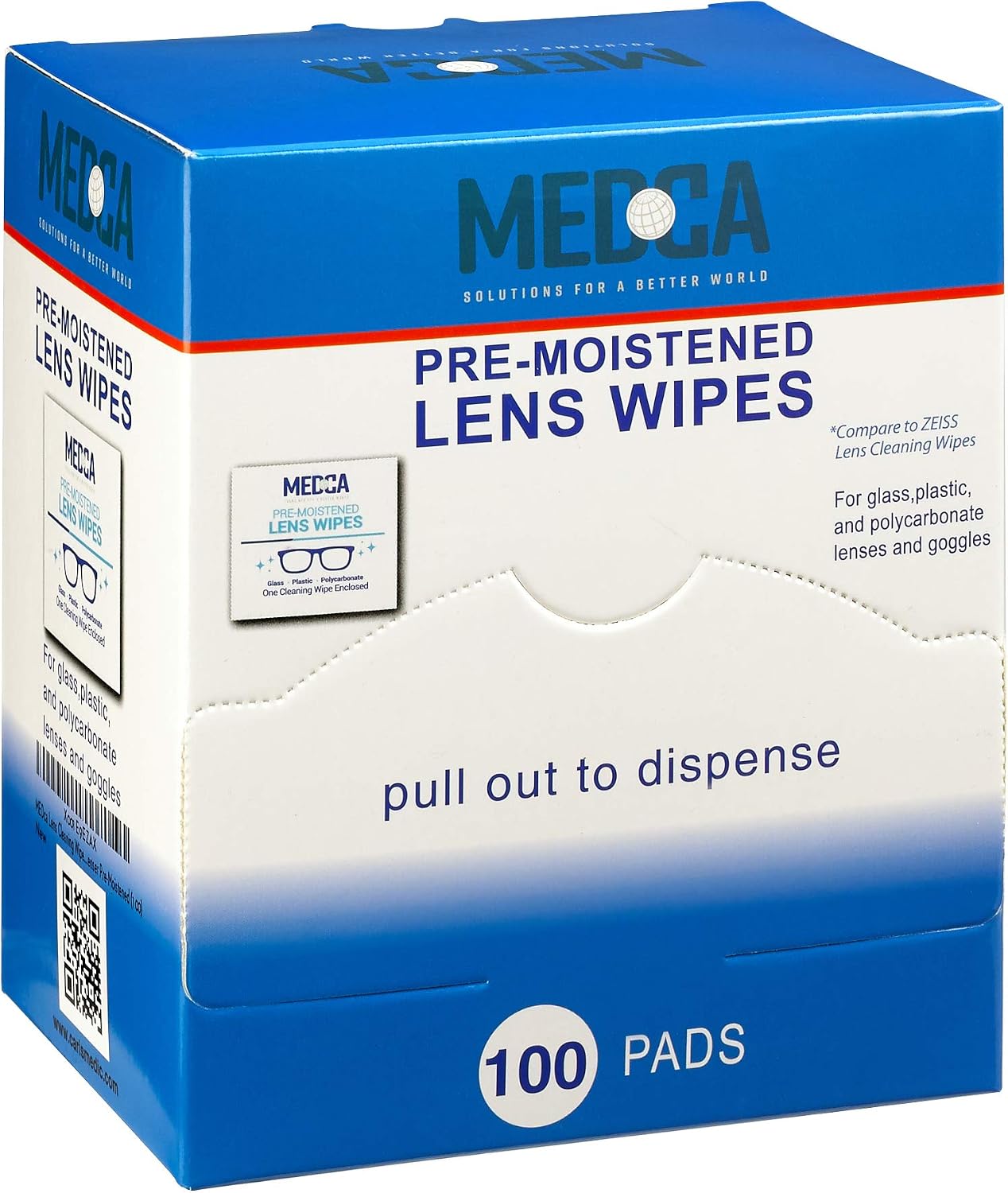 MEDca Lens Cleaning Wipes Towelette Dispenser Pre-Moistened (100), white, 1 count (Pack of 100) - Image 3