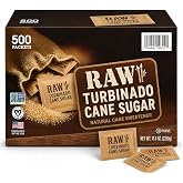 Raw Sugar Packets 500 Count, &ndash; Individually Wrapped Turbinado Cane Sugar &ndash; Perfect for Coffee, Tea, and On-the-Go Sweetening