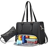 Suphiongs Lunch Tote Bag for Women, 15.6 Inch Laptop Bag with Insulated Lunch Compartment,Large Handbag with Purse for Business, Work, Nurse, Office,Black