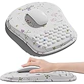 Aszqvd Mouse Pad with Wrist Rest, Ergonomic Mousepads with Wrist Support, Soft Lycra Fabric Memory Foam Office Desk Accessories for Comfort/Pain Relief/PC Gaming/Computer/Laptop (White Wild Plant)