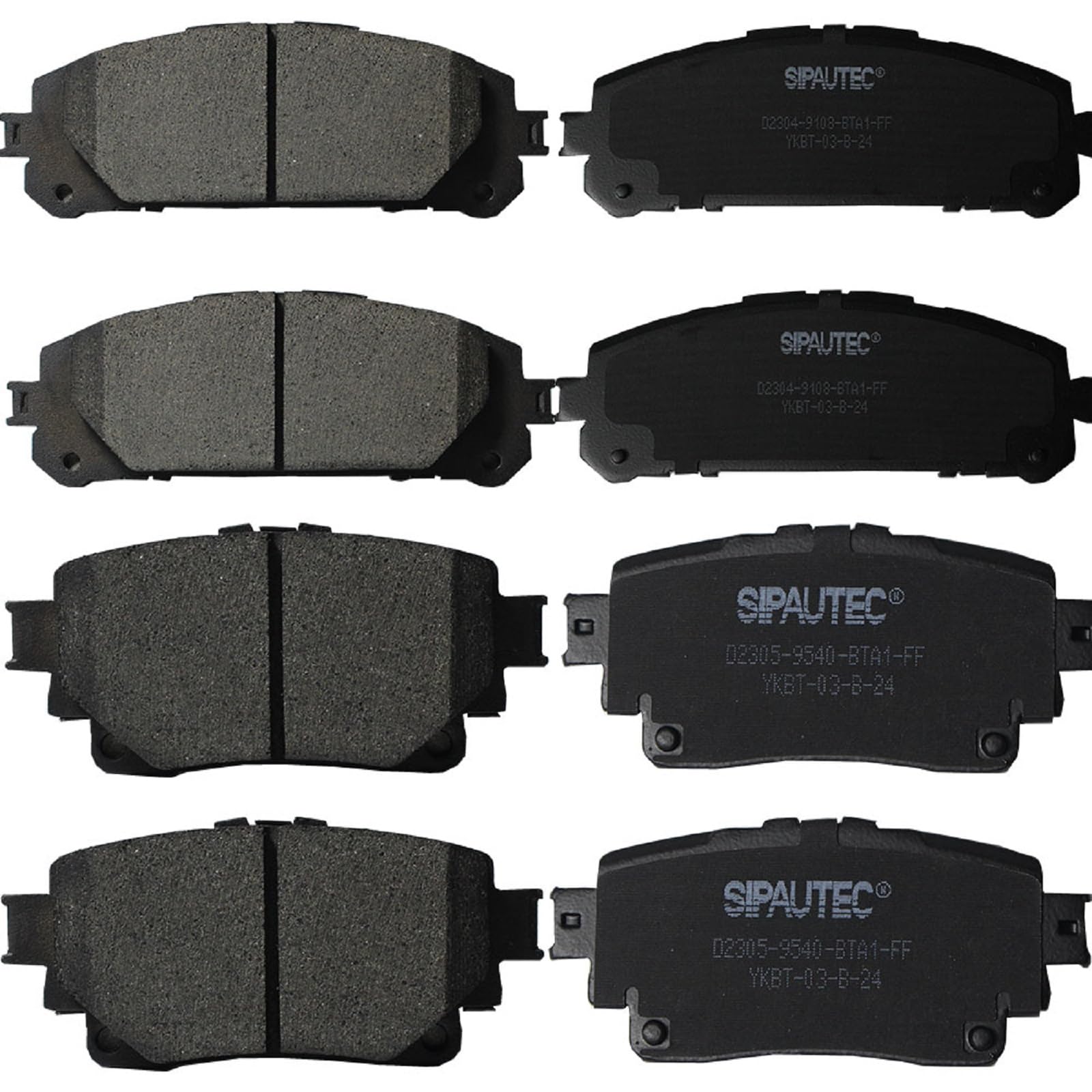 SIPAUTEC-8pcs Front & Rear Ceramic Brake Pads