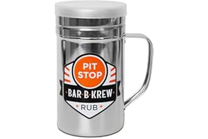 Bar B Krew Stainless Steel Dry Rub Shaker with Lid, Durable 13oz Dredge Shaker