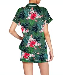 WJing Yi Jia Womens Pajama Sets XS-4XL Silk Satin