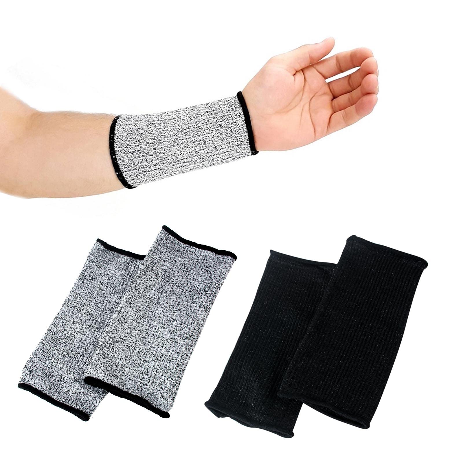 AYNKH 2 Pairs Cut Resistant Sleeves, Level 5 Protection Prevent Scrapes Scratches UV Abrasion, Safety Arm Guard for Home Garden Weeding Cutting Fixing