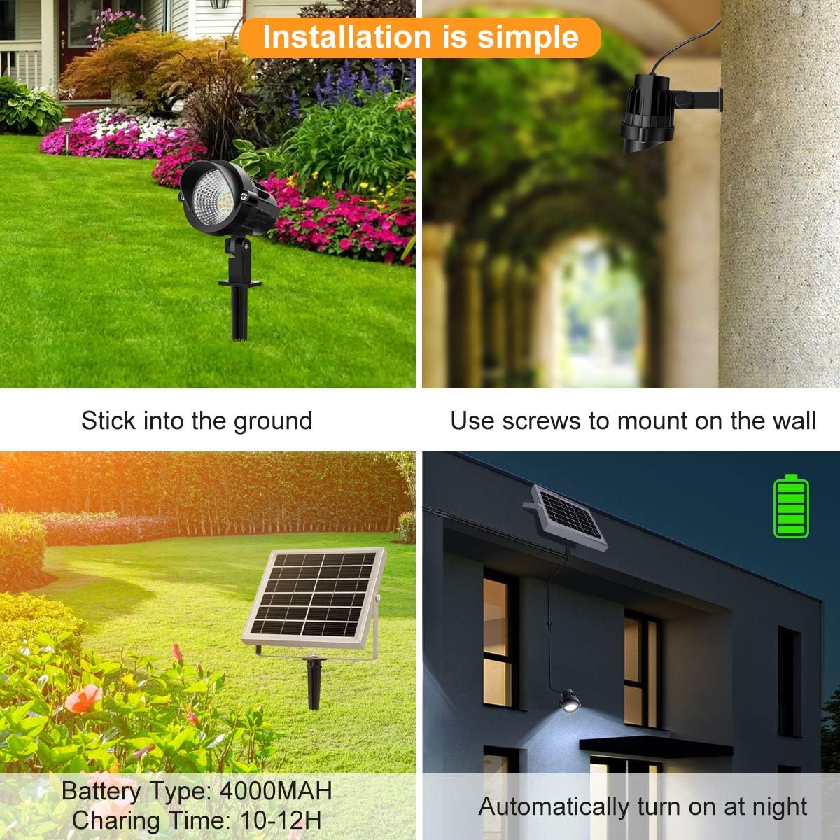 Foco Proyector Solar Ajustable para patio Luz Solar LED 3 en 1 para