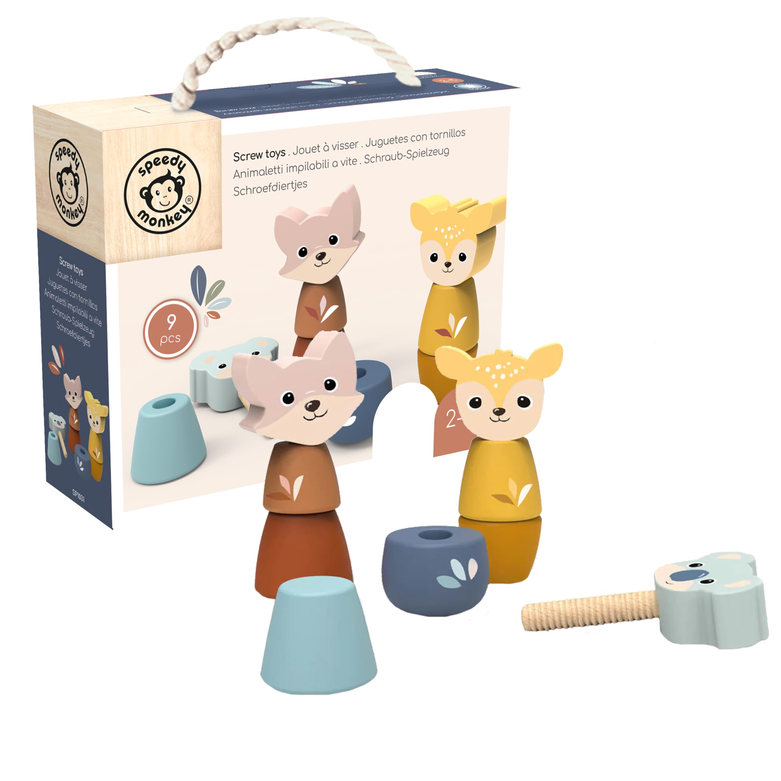 SPEEDY MONKEY Wooden Screw Toys for Toddlers 24m+ | Animal Nuts & Bolts Set for Kids | Fine Motor Skills, Hand-Eye Coordination, Twisting & Stacking Activity Toy | FSC Wood Preschool Learning Play — image 1