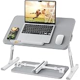 SAIJI Non-Slip Leather Lap Desk Laptop Bed Tray Table, Laptop Stand for Bed | Portable Lightweight Standing Desk for Writing Eating Reading Couch Sofa Floor with Laptop Stopper