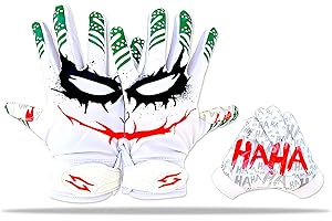 SCALE WEAR DESIGN USA Joker Jester Football Receiver Gloves - Pro Grip Sticky Palms Elite Football Gloves Youth Adult Men Kids Boys Small Medium Large XL XXL Tacky White Battle