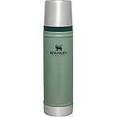 Stanley 1913 Classic Legendary Thermal Flask 0.6L - Hammertone Green | BPA Free Stainless Steel Thermos - Keeps Hot 18H - Leak Proof Lid, Works As A Mug - Dishwasher Safe