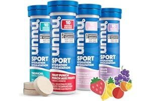 Nuun Sport: Electrolyte Drink Tablets, Box of 4 Tubes (40 servings), Juice Box Flavour Mix, Electrolyte Hydration Supplement