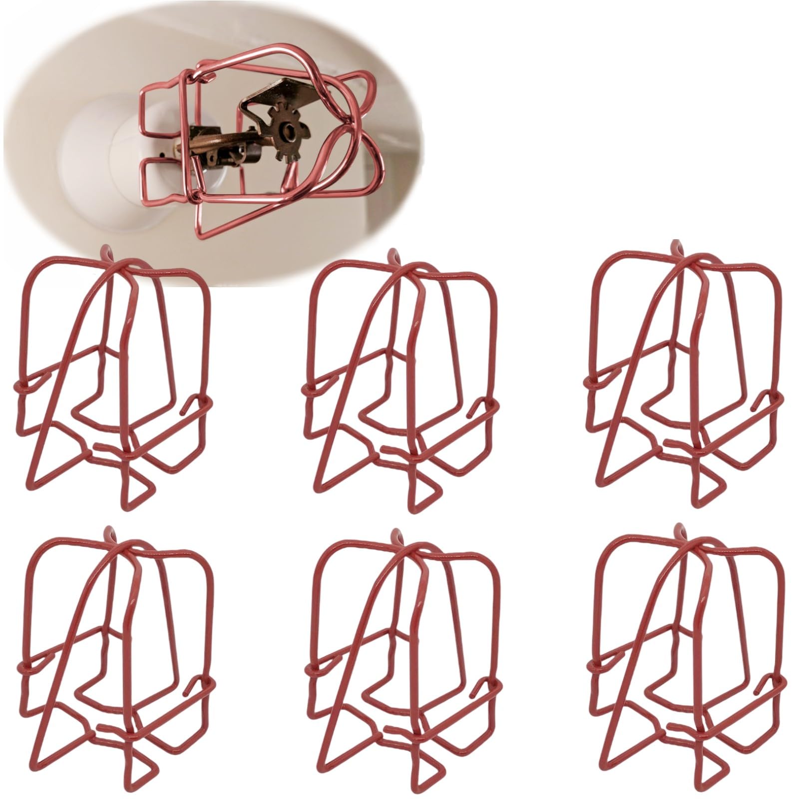 Happy Tree (6 Pack) 1/2" IPS Fire Sprinkler Head Guard Cover Red for Pendent & Upright & Horizontal Sidewall Head - Double Hook Fire Sprinkler Head Cover Cage