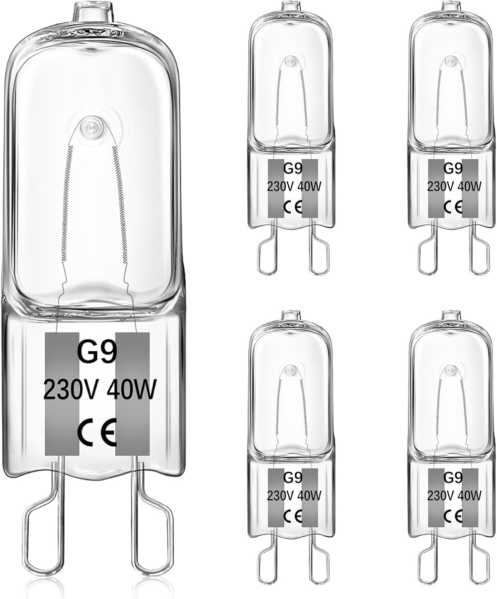 Liuyife G9 40W Halogen Oven Bulbs 2700K 300C Heat Resistant 5 Pack