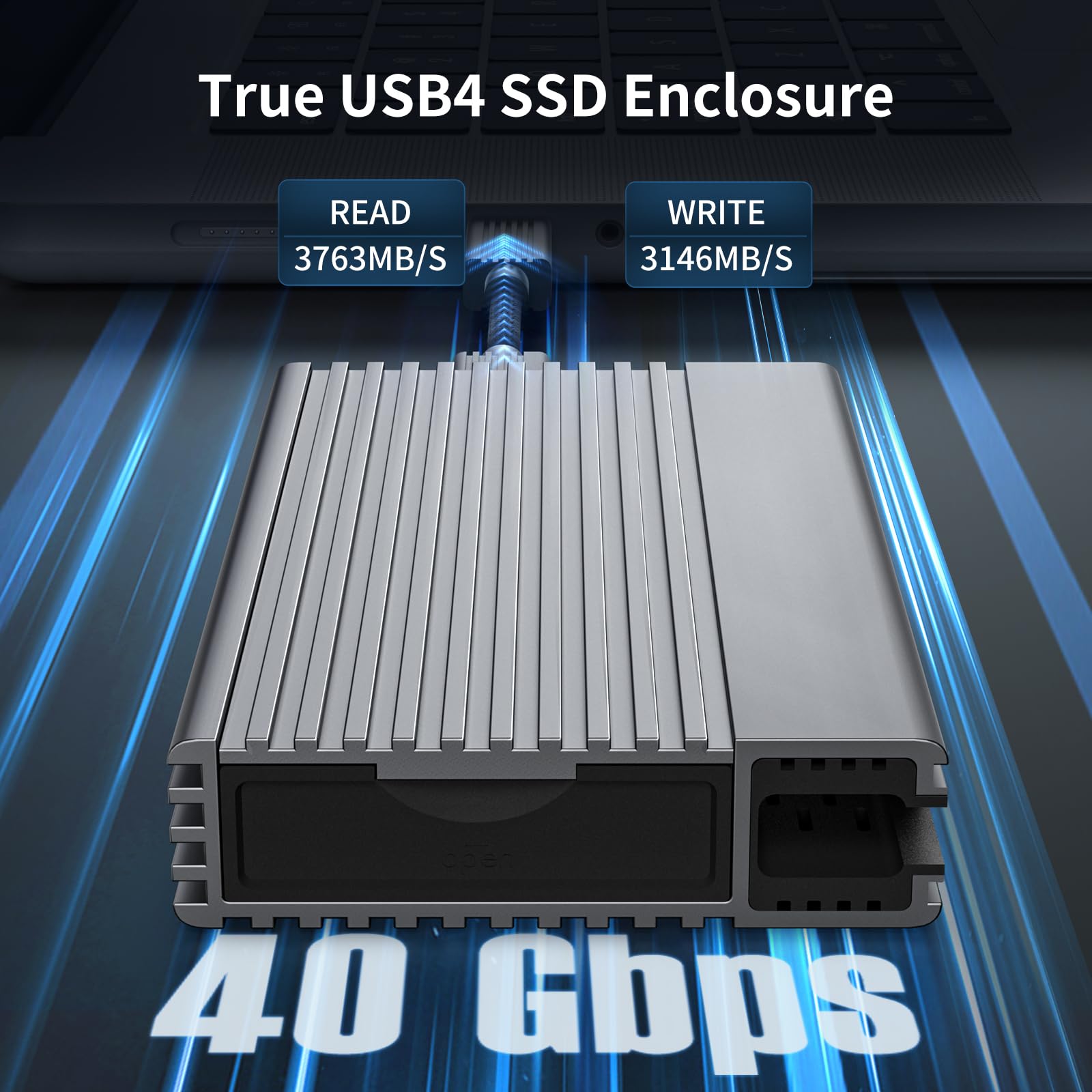 ZIKE 40Gbps M.2 NVMe SSD Gehäuse USB4.0 bis zu 3811MB/s Aluminiumgehäuse Z666, kompatibel mit Thunderbolt4 M.2 M-Key 2280, USB4 USB3.2 Gen2/Gen1 PCI-E Gen 4x4 werkzeuglose Installation 2