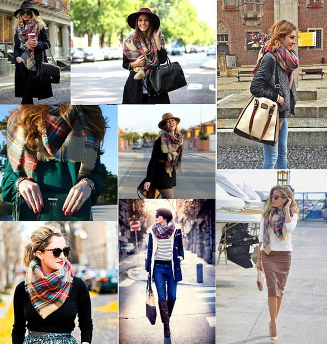 Zeagoo Damen Herbst Winter Beidseitig tragbar klassische Kariert Pashminas Schal elegante Stola