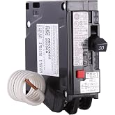 ABB Q-Line 20A 1-Pole Dual Function Circuit Breaker | 120/240 VAC, Ground Fault Circuit Interrupter, Plug-In Mount Type, DFCI Protection, Internal Common Trip, AFCI/GFCI