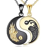 VONALA Yin Yang Matching Necklace 925 Sterling Silver Yin Yang Pendant Couple Jewelry for Women Men BFF Gifts