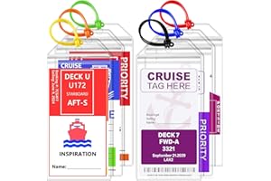 UliraGad 6 Pack Cruise Luggage Tag Holder – Durable Waterproof Luggage Tags for Cruise Ships with Zip Seal – Cruise Essentials Tags Holder – Clear Transparent (6-Pack)