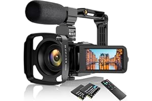 FJFJOPK Video Camera Camcorder - 2.7K 30FPS 36MP IR Night Vision Vlogging Camera Recorder | 3.0 Inch Touch Screen 16X Zoom Video Camera with Microphone Handheld Stabilizer 2 Batteries